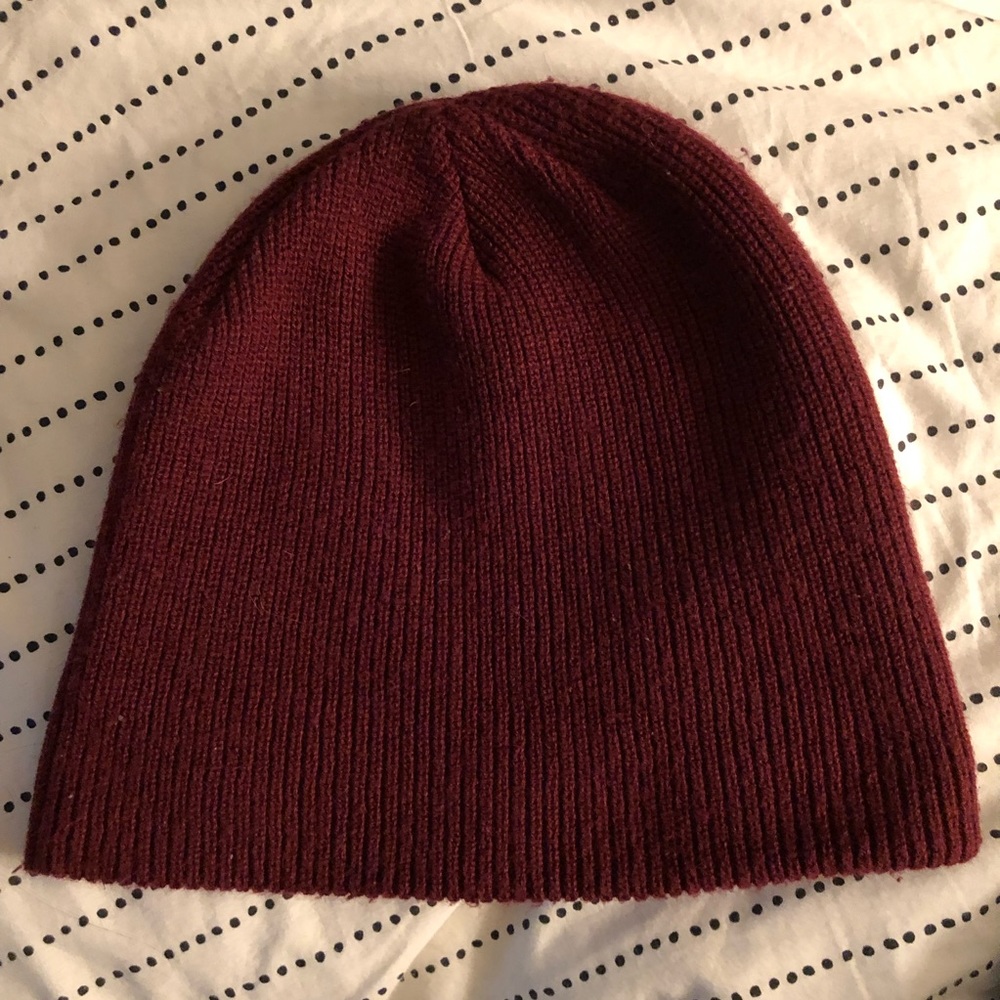 Burgundy knit beanie